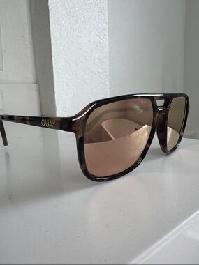 Quay Australia Tortoise On The Fly Sunglasses with Gold Logo